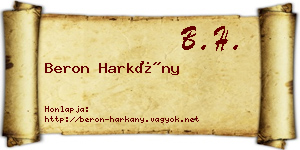 Beron Harkány névjegykártya